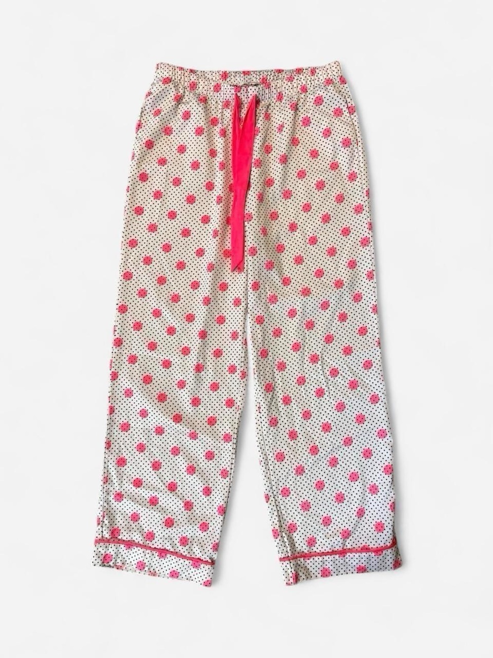 White and Pink Polka Dot Pajama Pants